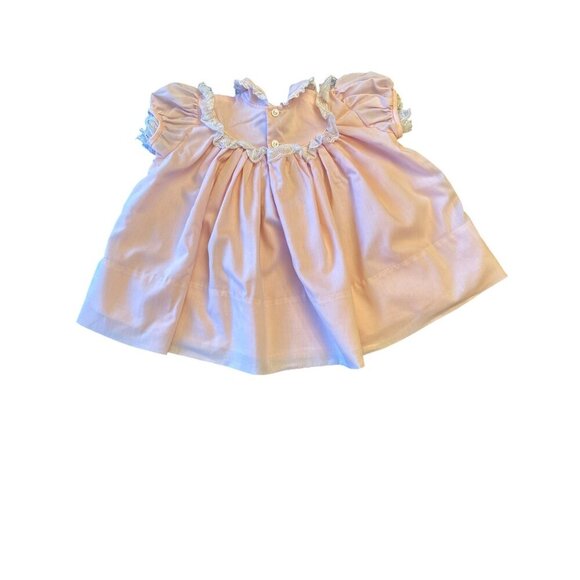Vintage 80s CL Castor & Co Baby Dress Sz 18 MO Pink Lace Collar Embroidered - Picture 7 of 7